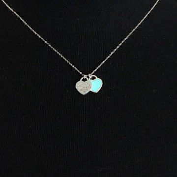 Tiffany & Co Return to Tiffany Blue Double Heart Tag Mini Pendant Silver Necklace 27125107 152316649