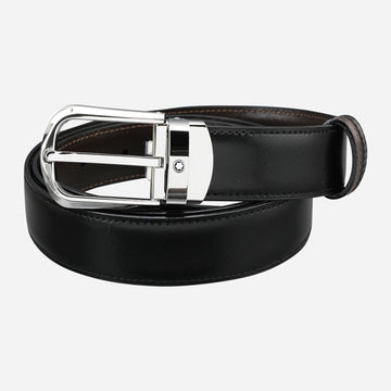 MONTBLANC 6S Hufeisen Wende-Leder Gürtel Schwarz Braun 114412 156959194