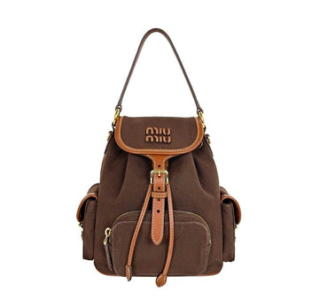 Miu Miu Canvas Backpack Brown 5BZ043 155561779