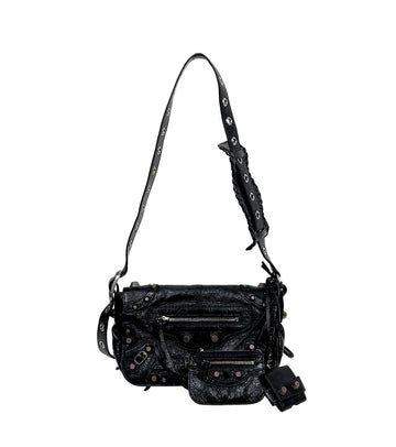 BALENCIAGA ブラック ル カゴル XSフラップ ショルダーバッグ 61201 156972055