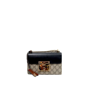 GUCCI Schwarze GG Supreme Padlock Ketten Schultertasche 59382 156972073