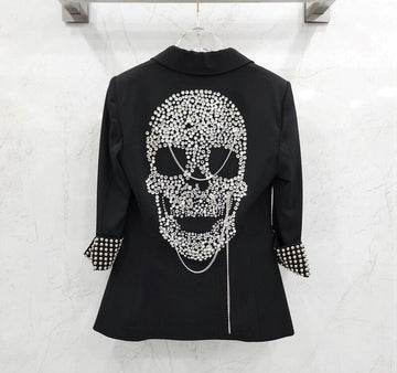 Philipp Plein Black Swarovski Skull Stud Jacket 154031575