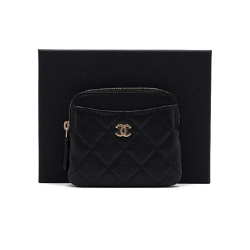 CHANEL Black Caviar Gold CC Zipper Women's Cardholder AP2061 156989627