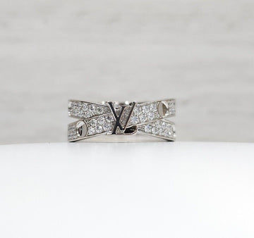 Louis Vuitton Diamond Monogram White Gold Ring Size 53 Q9L67E 156993698
