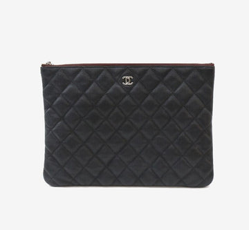 CHANEL Klassische Neue Medium Caviar Clutch Schwarz mit Silberbeschlägen A82545 156994775
