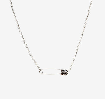 Chrome Hearts Safety Pin Diamond Necklace 18 Inch Silver 156997834