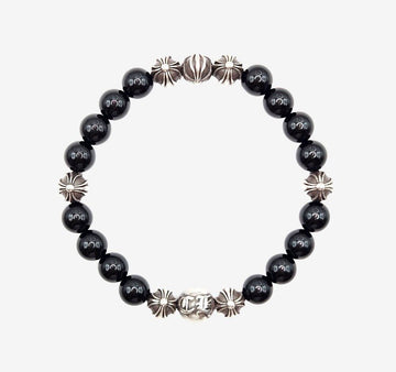 Chrome Hearts Onyx Bead Bracelet 8MM Silver Black S1SPKT2V 156997931
