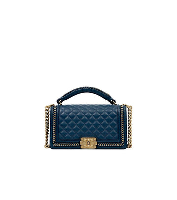 CHANEL Blue Top Handle Boy Shoulder Bag 60717 157005353