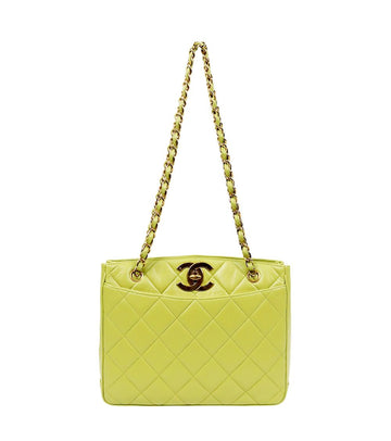 CHANEL Lime Lammleder gesteppte CC Ketten Schultertasche 56273 157005358
