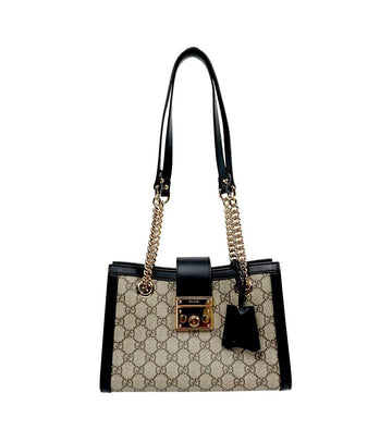 GUCCI Schwarze GG Supreme Padlock Ketten Schultertasche 55958 157005360
