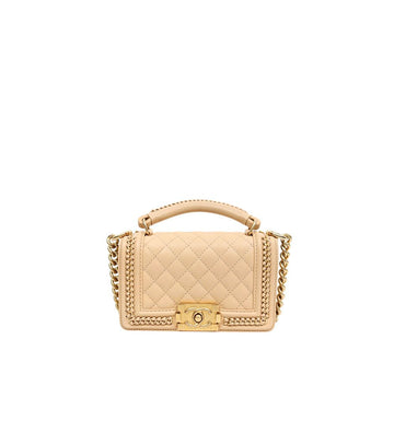 CHANEL Kleine beige Leder Top Handle Tasche 58531 157006991