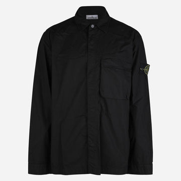 STONE ISLAND Wappen-Patch Overshirt-Jacke Schwarz 157019998