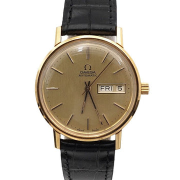Omega Vintage Gold-Plated Day-Date 35MM Automatic Leather Band Men's Watch 1660209 157026478