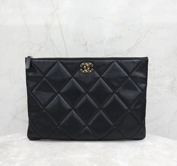 CHANEL 19 Clutch Medium Black Gold AP0952 148264494