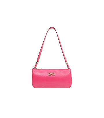SALVATORE FERRAGAMO Rosa Saffiano Doppel-Gancini Schultertasche 60984 157053693