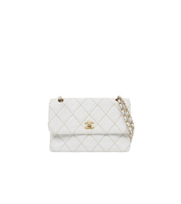 CHANEL Weißes Wildstich Ketten Schultertasche 60991 157053694