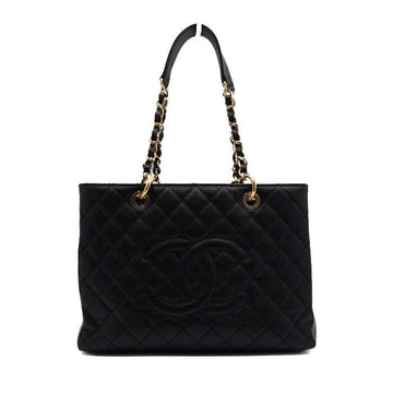CHANEL グランドショッピング キャビア ブラック ゴールドチェーン ショルダーバッグ A50995 157063345