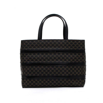 CELINE ヴィンテージ ブラック レザー ブラウン カマダム ロゴ レディース トートバッグ aa64658 157063365