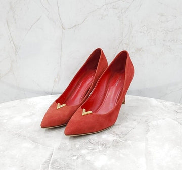 Louis Vuitton Suede High Heel with Red V Logo 154162180