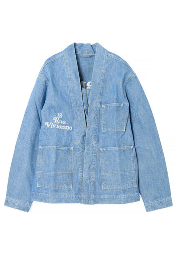 Kenzo Verde Stone Bleach Blue Denim Kimono Jacket 75776511