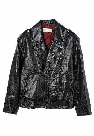 DRIES VAN NOTEN レザー バイカー ジャケット ブラック 152352309