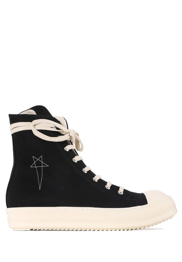 RICK OWENS Oversized Denim Sneakers Schwarzmilch 135224818