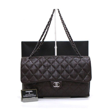 CHANEL Brown Lambskin CC Logo Flap Silver Chain Shoulder Bag aa64657 157109007