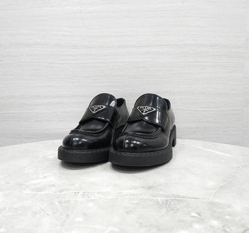 Prada Triangle Logo Chocolate Brushed Leather Loafers 2DE127 157115506
