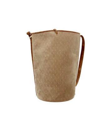 SAINT LAURENT Braunes Monogramm Samt Bucket Schultertasche 60829 157124235