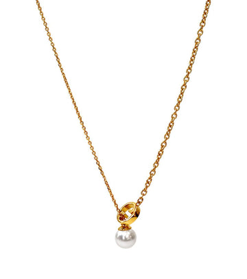 Gucci Pearl Drop Interlocking G Gold Necklace 61078 157127392