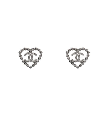 CHANEL Herz CC Ohrringe 25P Silber 60673 157127449