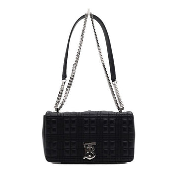 BURBERRY Kleine Rolltasche aus schwarzem quilted Leder mit silberner Kette 8049006 157136112