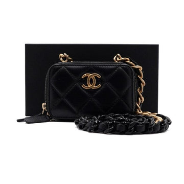 CHANEL Schwarze Lammleder-Gold CC-Logo lackierte Kette Mini-Umhängetasche und Crossbody Bag 64737 157136115