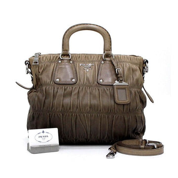 PRADA Braune Leder-Gradient Nappa Gaufre Tote- und Schultertasche 1936 157136120