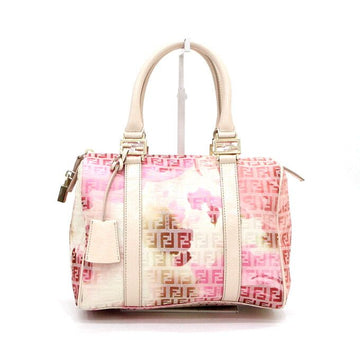 FENDI FF Logo Blume Pink Canvas Boston Tote Bag 8BL068 157136121