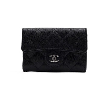 CHANEL Black Caviar Silver CC Classic Card Holder AP0214 157137593