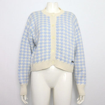 MIU MIU Houndstooth-Check Cashmere Cropped Cardigan aa64707 157140625
