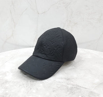 LOUIS VUITTON Neue schwarze Monogramm Schatten Leder Baseballmütze 58 154224878