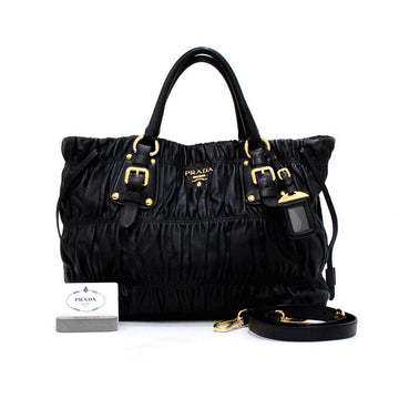 PRADA Schwarz Leder Nappa Gaufre Tote- und Schultertasche 1788 157176492