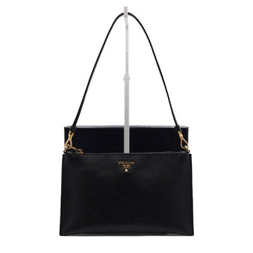 PRADA 1NH004 Schwarz Saffiano Goldlogo Pouch Schultertasche aa64734 157176536
