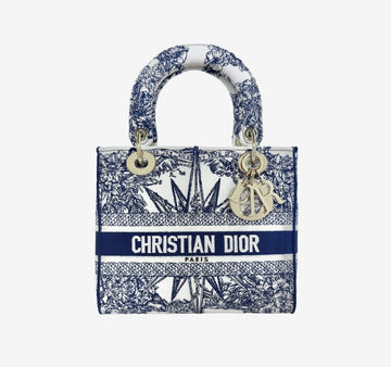 DIOR Unused M0565ORVX Lady Delight Tote Bag Rev D'Infini Embroidery Weiß Blau 6GTOUN 157179427