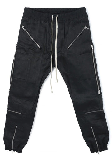 Rick Owens Headon Joggers Black Coated Linen Twill RU01E5368 TWL 09 126766133
