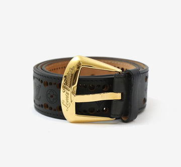 LOUIS VUITTON パンチングモノグラムブラックベルト金具85 157186811