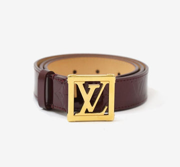 Louis Vuitton Monogram Varnish Buckle Belt Burgundy Gold 80 157186892