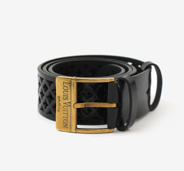 LOUIS VUITTON ペンチング ブラック ベルト ゴールド 80 M9871 157186967