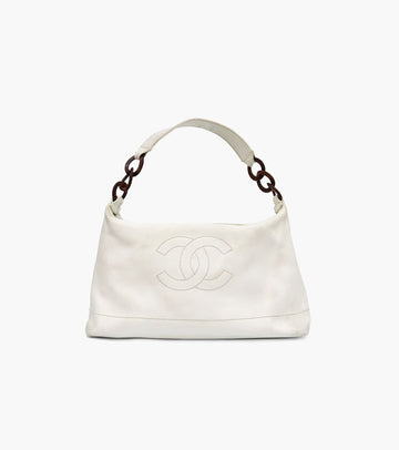 CHANEL Weiße große CC Schultertasche 16853 157207572