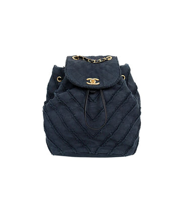 CHANEL Schwarzer Tweed Chevron Ketten-Rucksack 56023 157215702