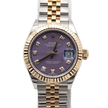 ROLEX 279173 18K Gold Kombination 10P Diamant Datejust Lila Lavendel Zifferblatt 28mm Damen Uhr 157215776