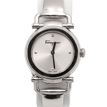 SALVATORE FERRAGAMO Silberne Metall-Stahl Damenarmbanduhr 00518 157215777