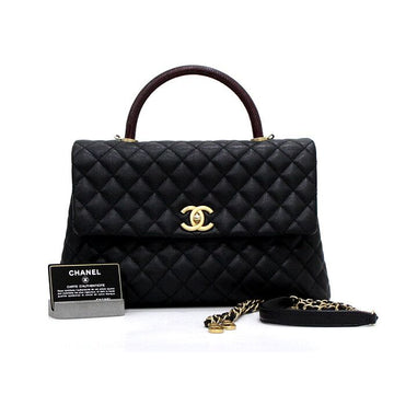 CHANEL Caviar-Lizard Coco Handle Große Tote Bag mit goldfarbener Kette AA64650 157215796